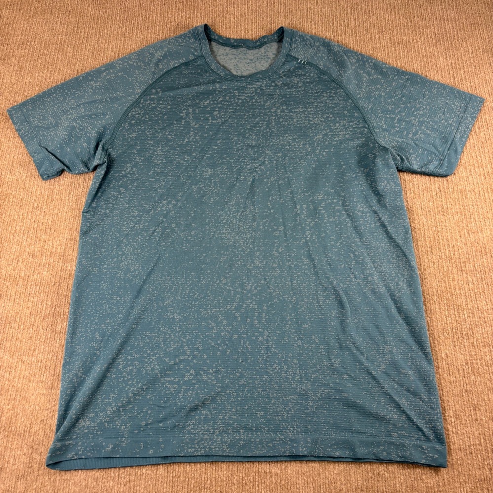 Lululemon Metal Vent Tech Short Sleeve Shirt Blue Heathered Mens Large L Running